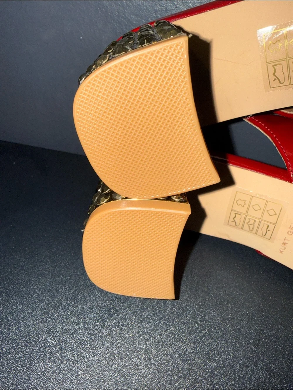 NWOT Kurt Geiger London Chelsea Block Slingback Heels Red Leather Eagle Size 8.5